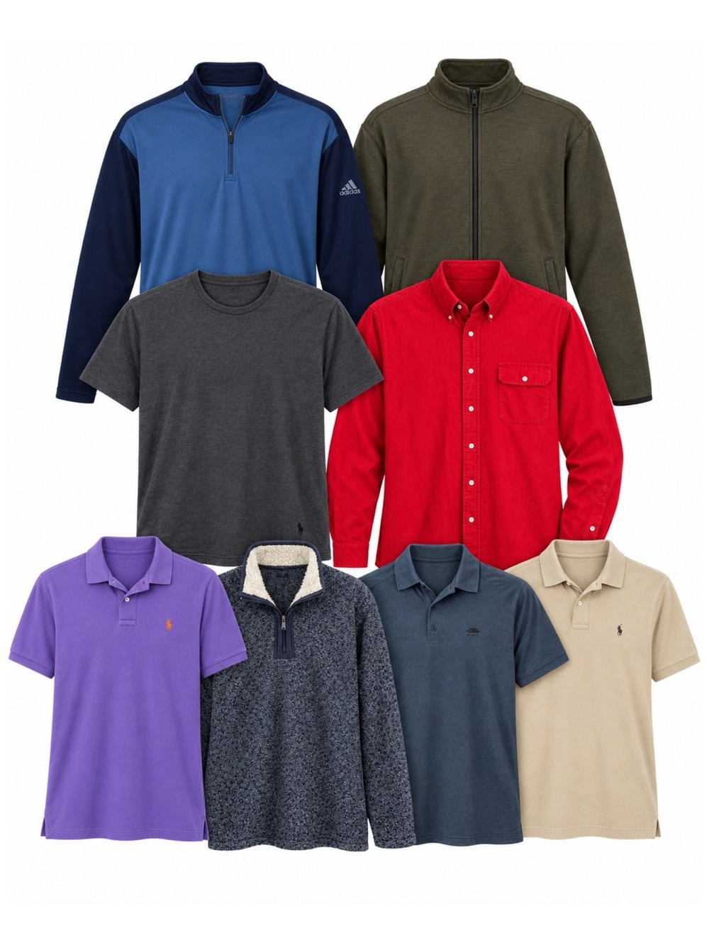 Size XL Men’s 8-Piece Clothing Lot Ralph Lauren Adidas Orvis Roots Mondetta